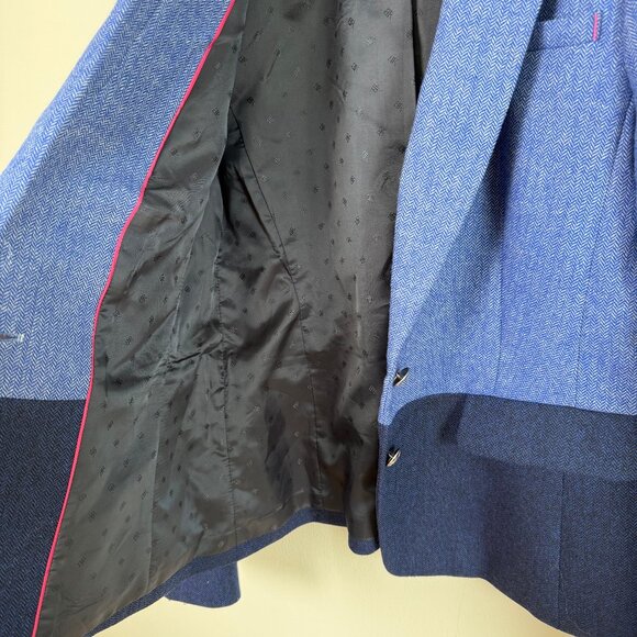 Banana Republic Hack Jacket Blue and Navy Women's Wool Blend Blazer Size 14 - Picture 9 of 11